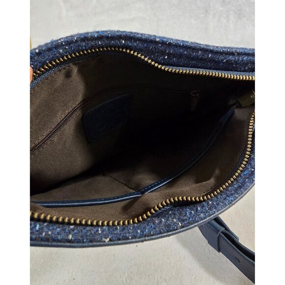 Kerry Women's Blue Speckled Tweed‎ and Leather Messenger Bag Crossbody Strap - Picture 5 of 9